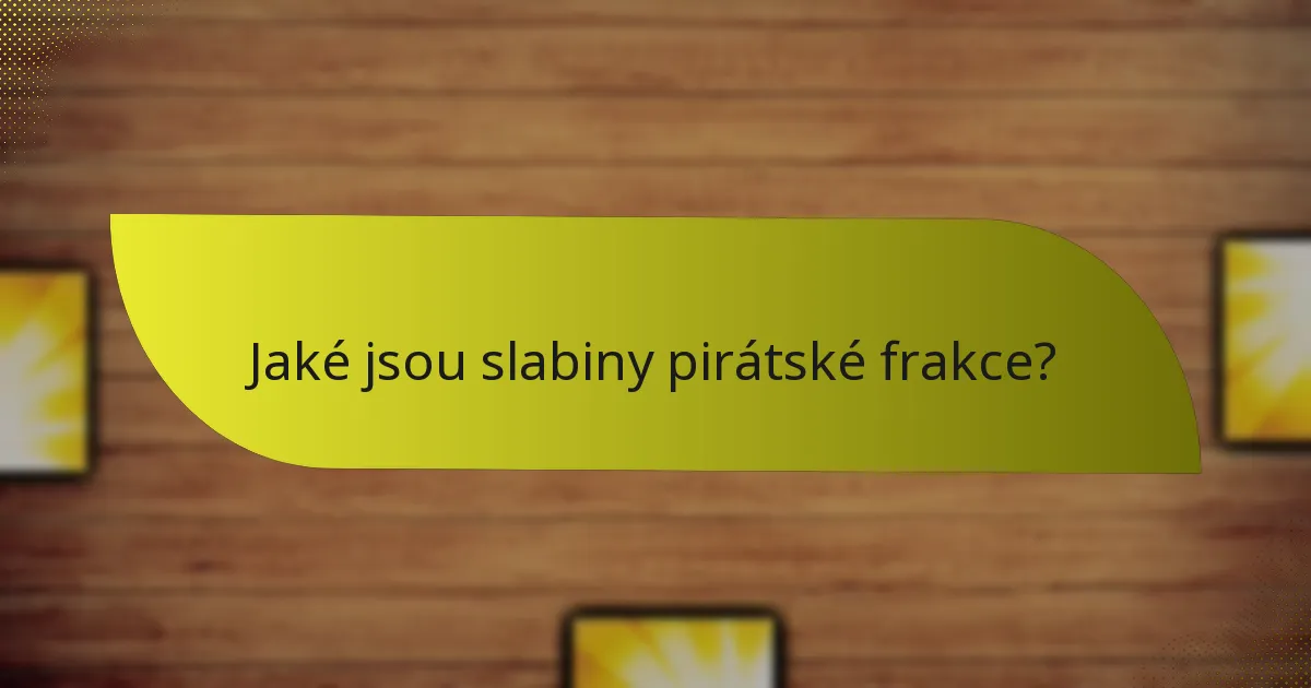 Jaké jsou slabiny pirátské frakce?